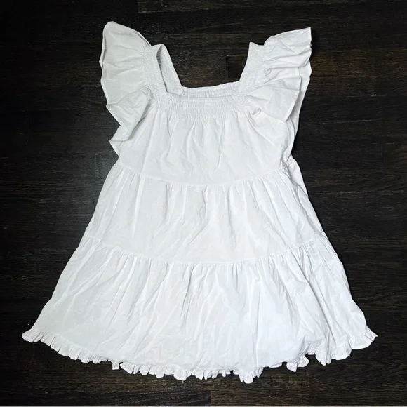 NWT* Pink Diamond White 100% Cotton Tiered Mini Dress Size 8 - Picture 2 of 16